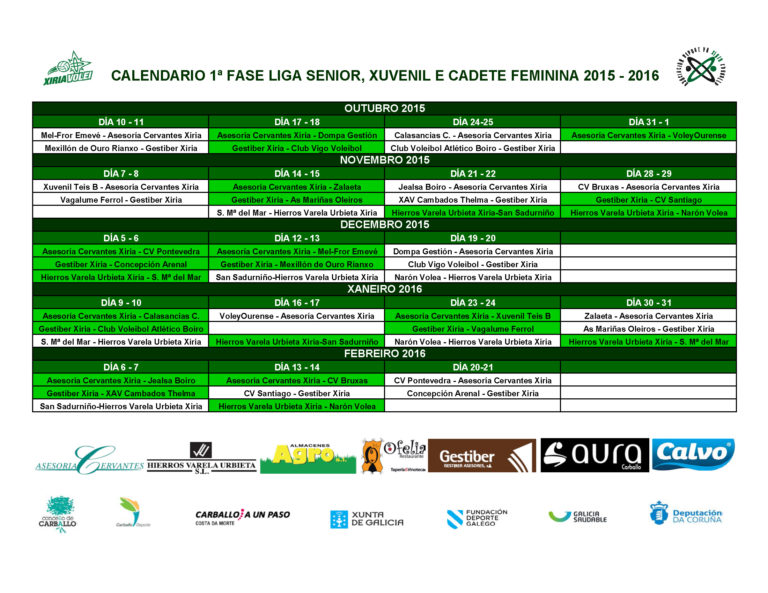 Le máis sobre o artigo Actualizado: calendario resumo de categoría senior, xuvenil e cadete