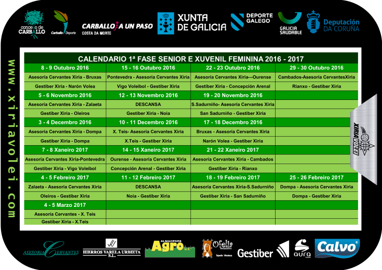 Le máis sobre o artigo Calendario da 1ª Fase Senior e Xuvenil Feminina