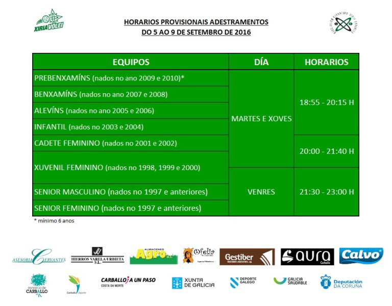 Le máis sobre o artigo Comezo dos adestramentos tempada 2016 – 2017: horarios provisionais